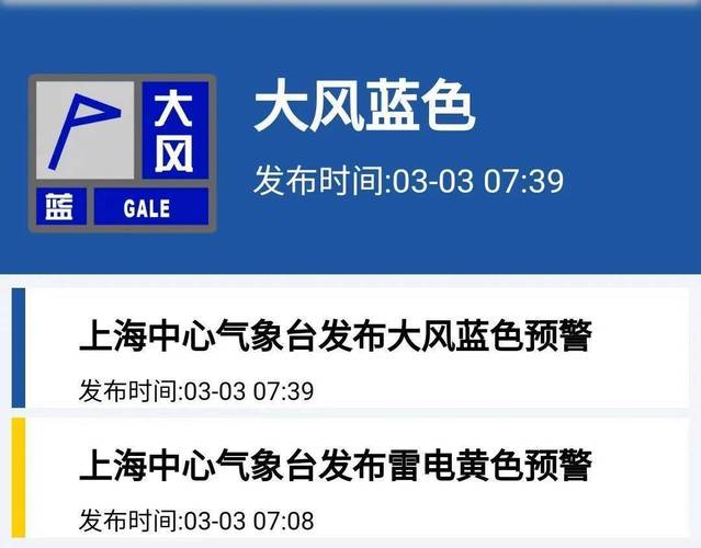 上海市闵行区发布大风蓝色预警