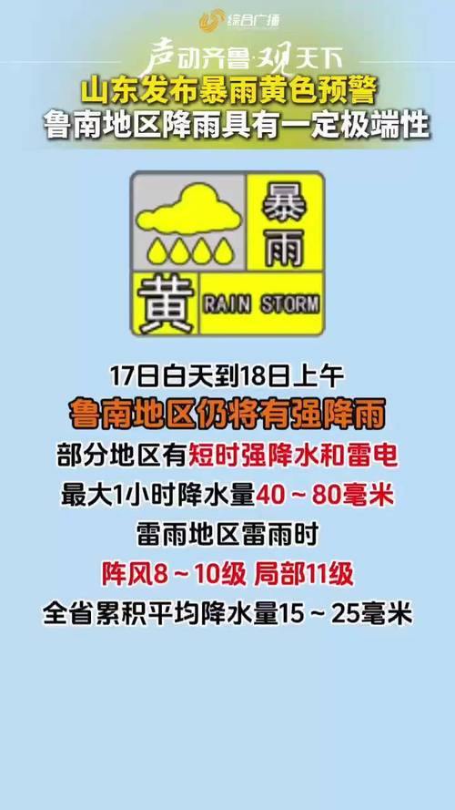 山东省高密市发布暴雨黄色预警