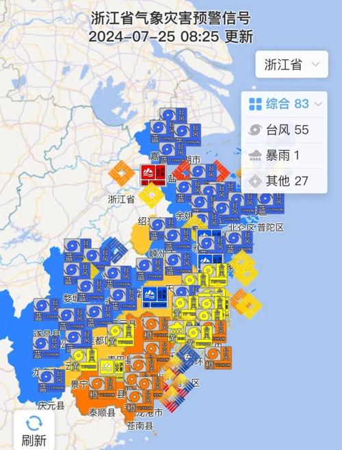 台风蓝色预警:上海沿海、浙江沿海等地将有6-7级大风