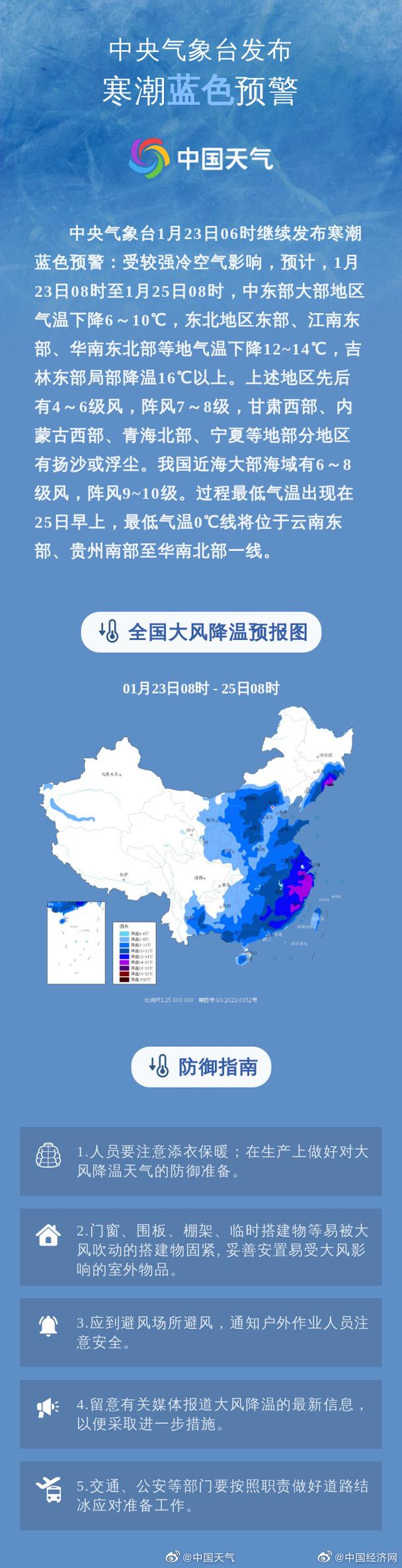 陕西省潼关县发布寒潮蓝色预警